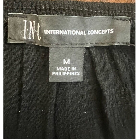 Inc International Concepts Floral Waves Black-White Embroidered Top Size M - Picture 6 of 10